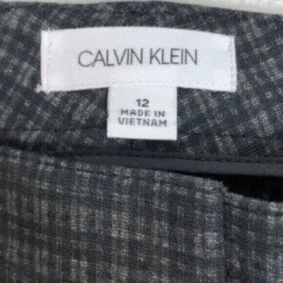 NWT Calvin Klein Straight Leg Grey Plaid Classic Trouser Career Casual Pants 12 - Picture 8 of 8